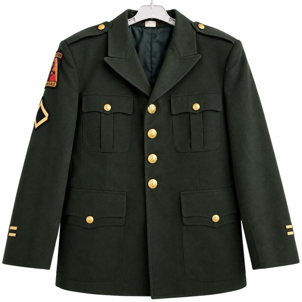 US Army Dress Green Service Coat Jacket 46S Ironsides Airborne Excellent K51